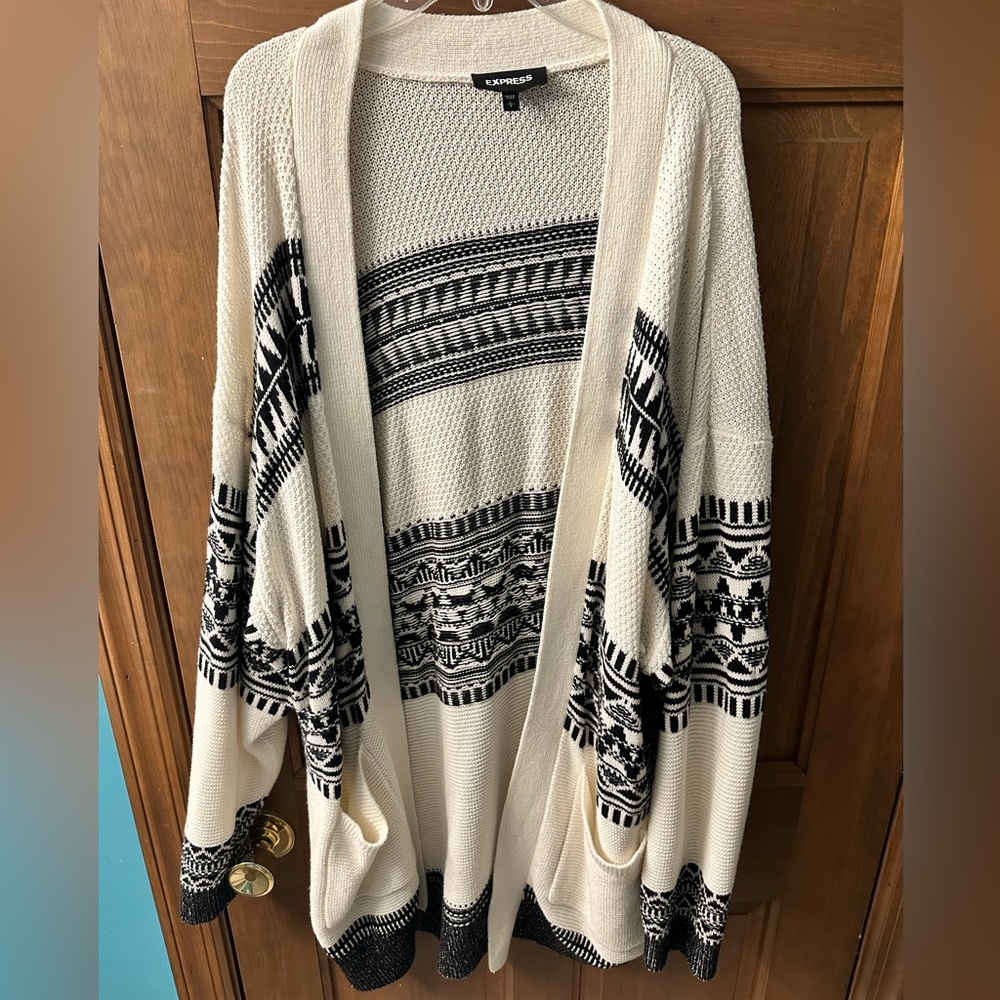Black and white tribe cardigan from Express!